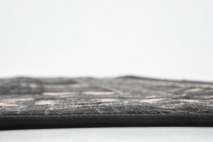 Unique Loom Taftan Collection Border Geometric Tribal Inspired Design Area Rug (7' 0 x 10' 0 Rectangular, Black/ Gray)