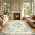 jinchan Vintage Floral 6x9 Area Rugs for Living Room - Machine Washable Distressed Design Soft Throw Rug Ultra-Thin Non-Slip Large Carpet for Bedroom Nursery Dining Room Home Office (6x9ft, Apricot)