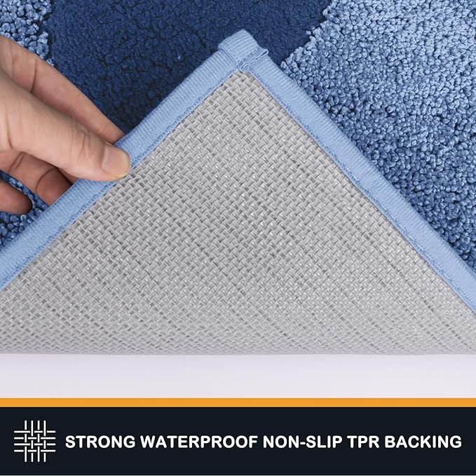 PURRUGS Dirt Trapping Door mat 32" x 47", Non-Skid/Slip Machine Washable Microfiber Entryway Rug, Dog Door Mat, Super Absorbent Welcome Mat for Muddy Wet Shoes and Paws, Light Blue