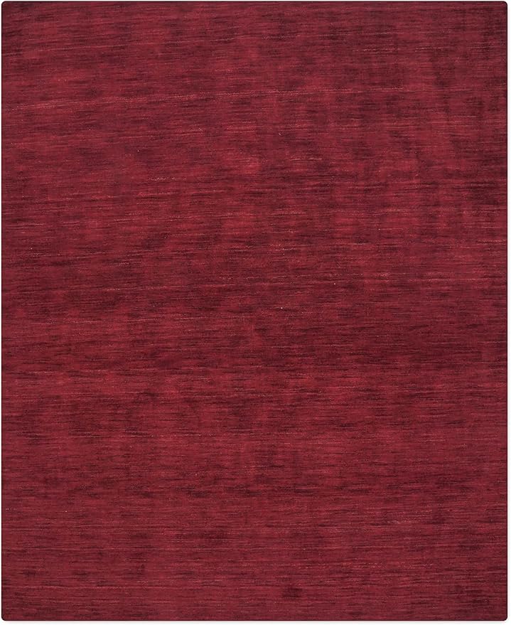 Rugsotic Carpets Hand Knotted Gabbeh Wool 5'x8' Area Rug Solid Dark Red L00111