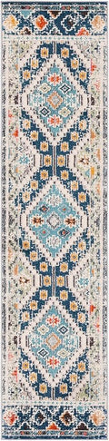SAFAVIEH Madison Collection Runner Rug - 2' x 8', Navy & Beige, Boho Diamond Distressed Design, Non-Shedding & Easy Care, Ideal for High Traffic Areas in Living Room, Bedroom (MAD418M)