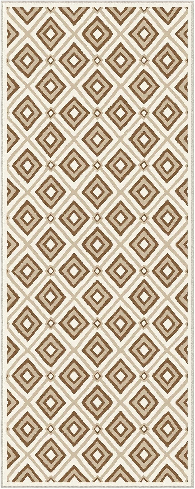 Bavni Hallway Runner Rug Machine Washable, 2x5 Non Slip Lightweight Washable Runners, Moroccan Checkered Rug for Entryway Laundry Kitchen Bathroom Corridor Bedside, Yellow Brown