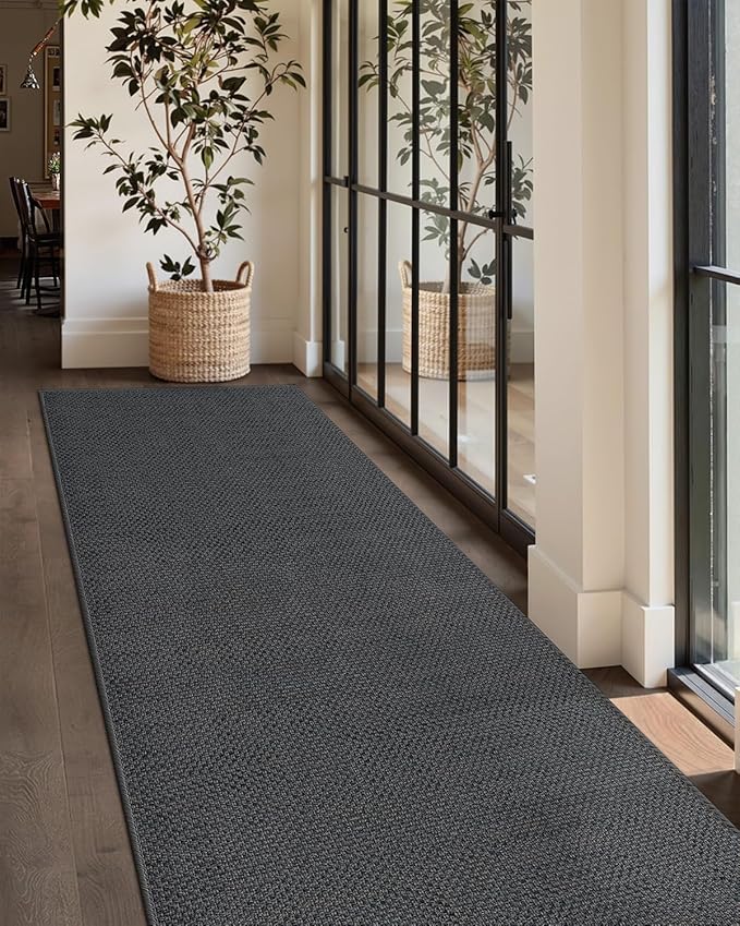 Color&Geometry Door Mat 26" x95, Front Door Mat Indoor Rugs for Entryway, Non Slip Washable Low-Profile Inside Doormat, Entry Mat Entry Rug Door Mats Indoor Entrance, Grey (Rolled-up NO Creases)