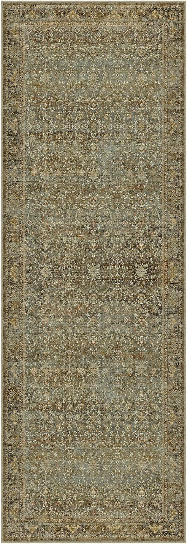 Runner Rug 2x6 Brown Hallway Washable Kitchen Vintage Carpet Non Slip Long Indoor Bedroom Retro Traditional Accent Throw Rug for Bathroom Office Entryway Laundry Dining