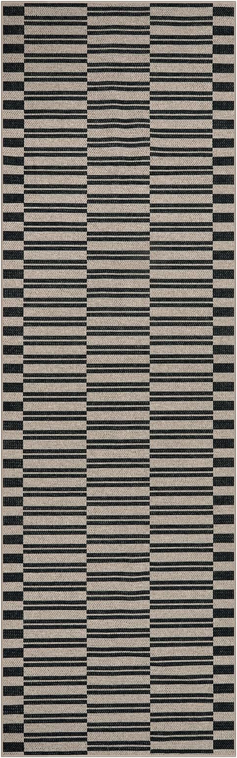 Lahome Striped Easy Jute Washable Runner Rug, Carpet Runners for Hallway 8ft Non Slip Kitchen Entryway Runner, Farmhouse Neutral Non Shedding Indoor Outdoor Carpet for Foyer Laundry Room