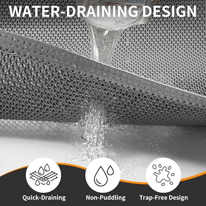 Front Door Mat 36''x59'', Drainage Heavy Duty Dirt Trapping Non-Slip Doormats, Outdoor Rubber Floor Mats, Restaurant Commercial Kitchen Industral Pool Entrance Bar Wet Area, Grey