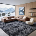 8x10 Area Rugs for Living Room Bedroom, Soft Fluffy Shaggy Bedside Rug, Indoor Floor Carpet for Kids Playroom, Dorms, Nursery Rooms, Home Decor (Tie-Dyed Dark Grey 8'x10')