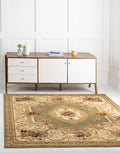 Rugs.com Chateau Collection Rug – 4 Ft Square Green Medium Rug Perfect for Living Rooms, Kitchens, Entryways