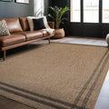 Easy Jute Rugs 5x7 Bordered Natural Color Living Room Indoor Outdoor Area Rug for Patio and Kitchen Rug High Traffic Washable Easy to Clean Solid Boho Woven Design Outside Carpet (5 x 7)