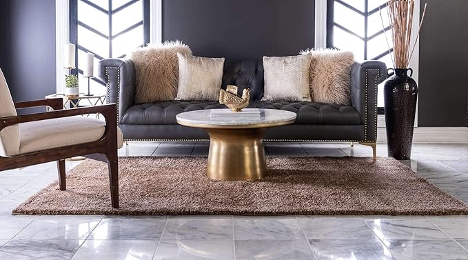 Unique Loom Solo Collection Area Rug - Calabasas (5' 3" x 7' 7" Rectangle, Light Brown)