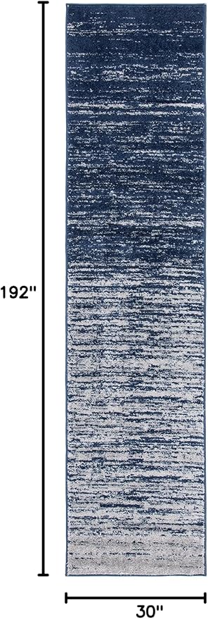 SAFAVIEH Adirondack Collection Runner Rug - 2'6" x 16' Runner, Navy & Grey, Modern Ombre Design, Non Shedding & Easy to Clean, Ideal for Hallway, Foyer, Kitchen, Entryway, Bedroom (ADR113E)