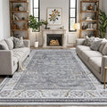 LUMI Washable Area Rug for Living Room, 8x12 Ultra Soft Traditional Vintage Rugs Non Slip with Rubber Backing, Low Profile, High Traffic, Stain Resistant Carpets, Ideal for Bedroom, Dining Room