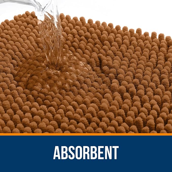 OLANLY Bathroom Rugs 36x24, Extra Soft Absorbent Chenille Bath Rugs, Rubber Backing Quick Dry, Machine Washable Bath Mats for Bathroom Floor, Tub and Shower, Home Decor Accessories, Ochre