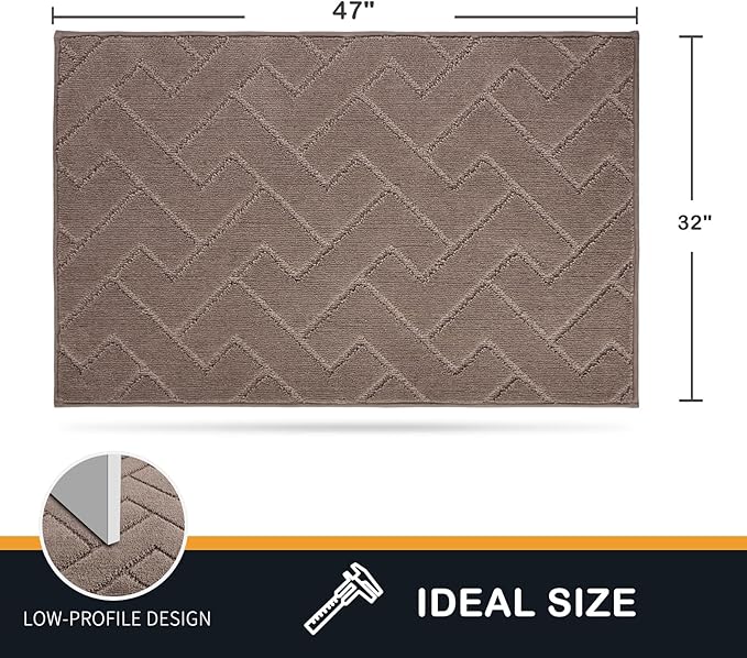 PURRUGS Dirt Trapper Door Mat 32" x 47", Non-Slip Machine Washable Entry Rug, Shoe Scraper, Dog Doormat, Super Absorbent Welcome Mat for Front & Back Door, Muddy Wet Shoes & Paws, Grayish Brown
