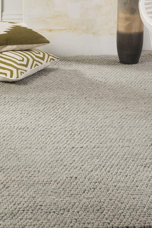 SAFAVIEH Natura Collection Runner Rug - 2'3" x 16', Silver, Handmade Wool Blend, Textured Design, Ideal for Hallway, Bedroom, Foyer (NAT620C)
