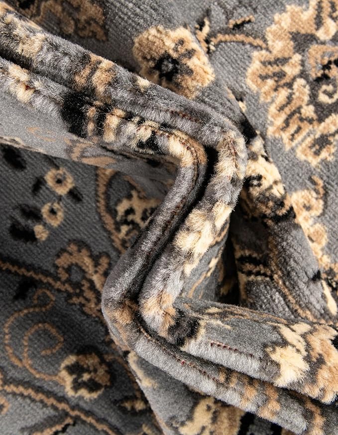 Unique Loom Sialk Hill Collection Area Rug - Washington (7' 1" x 10' Rectangle Gray/Black)