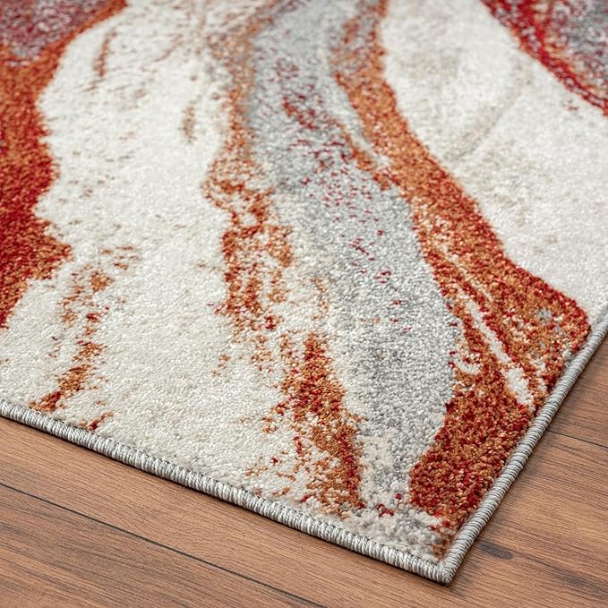 LUXE WEAVERS Lagos Collection 7983 Abstract Red 8x10 Art Deco Geometric Area Rug