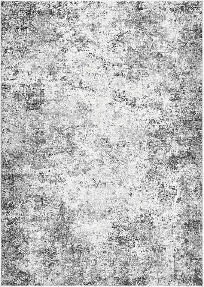 9x12 Area Rug Living Room Rugs - Washable Neutral Modern Abstract Soft Thin Large Rug Indoor Floor No Slip Rug Carpet for Bedroom Under Dining Table Home Office Decor - Grey
