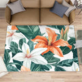 Lily Flowers Rugs for Bedroom - 6x9 Area Rug - Abstract 3D Flowers Rugs for Living Room, Tropical Plants Rug, Washable Home Decor Carpet