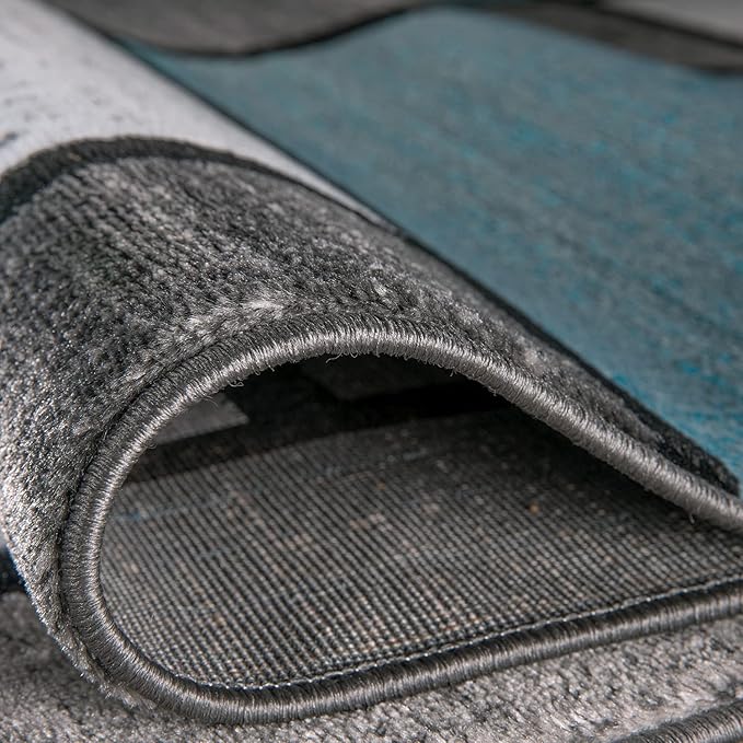 Rugshop Contemporary Modern Boxes for Home Office,Living Room,Bedroom,Kitchen Non Shedding Area Rug 2'7" x 4' Blue