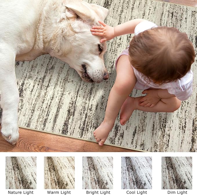 Modern Abstract Entryway Rug Indoor 2x3 Washable Rug Non-Slip Soft Small Area Rug Beige Kitchen Mats Thin Print Faux Wool Floor Carpet Throw Rugs for Entrance Bedroom Office Home Decor