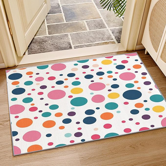 Polka Dots Rugs for Kids Room - 7x10 ft, Polka Dot Rug, Colorful Dots Area Rugs for Living Room Bedroom, Multicolor Geometric Washable Rug Non-Slip Carpet, Kids Nursery Playroom Decor & Gifts