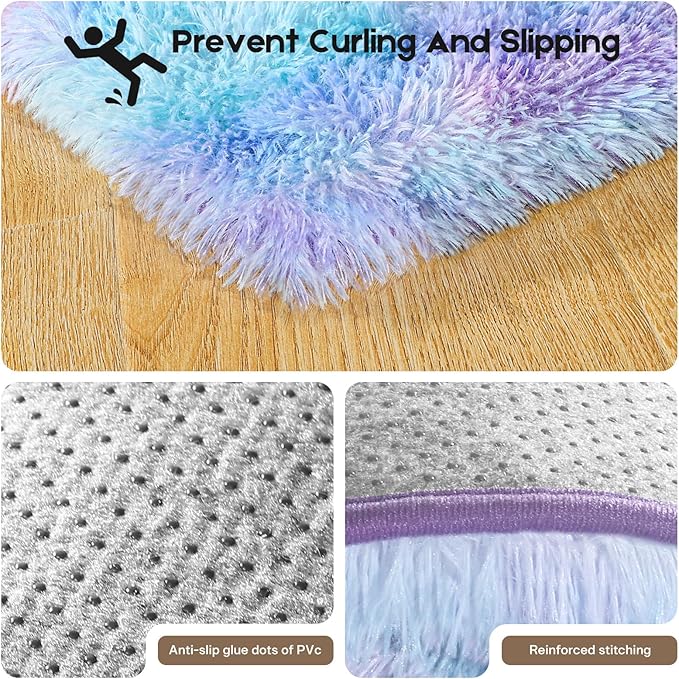 8x10 Area Rugs for Living Room, Fluffy Large Rugs for Bedroom, Soft Shag Fuzzy Non-Slip Carpet for Kids Boys and Girls Nursery Room Dorm Indoor Home Decor (Rainbow, 8ft x 10ft)