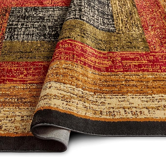 Home Dynamix Royalty Vega Contemporary Geometric Area Rug, Black/Brown, 6'5"x9'5"