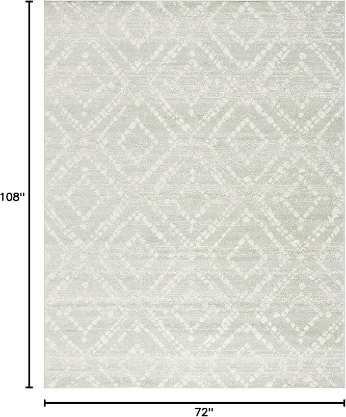 SAFAVIEH Adirondack Collection Area Rug - 6' x 9', Green & Ivory, Modern Diamond Distressed Design, Non-Shedding & Easy Care, Ideal for High Traffic Areas in Living Room, Bedroom (ADR131Y)