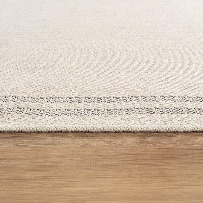 Easy Jute Rugs 9x12 Bordered Bone Color Living Room Indoor Outdoor Area Rug for Patio and Kitchen Rug High Traffic Washable Easy to Clean Solid Boho Woven Design Outside Carpet (9 x 12)