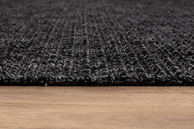 Beverly Rug Easy Jute Rug 4x6 Solid Washable Durable Outdoor Indoor Area Rugs for Living Dining Room Patio Office Stain Resistant Non Shedding Casual Indoor Outside Carpet (4 x 6 Dark Gray)