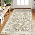 Vintage Floral 3x5 Rug, Beige Tan White Entryway Rug Neutral Small Area Rug Washable Non-Slip Throw Rug, Thin Printed Faux Wool Kitchen Rugs Super Soft Capet for Entrance Bedroom Office