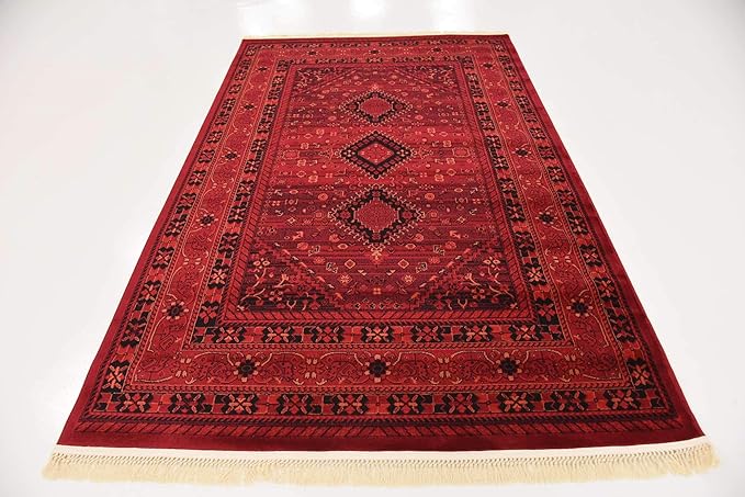 Unique Loom Tekke Collection Area Rug - Sheibani (5' 3" x 8' Rectangle, Red/ Black)