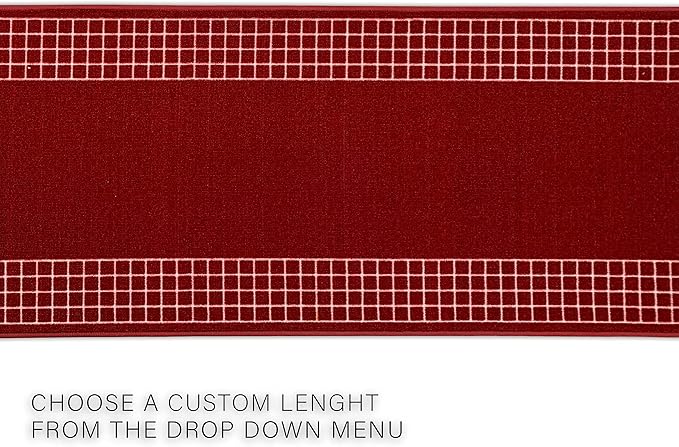 Custom Made Runner Rug for Kitchen Foyer Hallway Entry Choose Your Length 26 Inch Wide Geometric Checkered Design Red Color (16 feet x 26 inch)