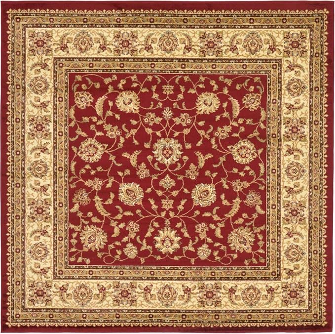 Unique Loom Voyage Collection Traditional Oriental Classic Intricate Design Area Rug (8' 0 x 8' 0 Square, Red/Gold)