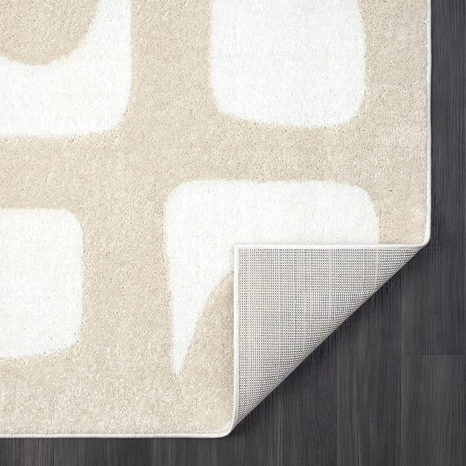 Abani Nuevo Collection Area Rug - Modern Geometric Beige/Cream Design - 5'3" x 7'6" - Easy to Clean - Durable for Kids & Pets - Non-Shedding - Medium Pile - Soft Feel - for Living Room Bedroom Office