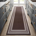 Beverly Rug Non Slip Area Rugs 2x7 Modern Bordered Non Skid Rubber Backing Soft Runner Rug for Living Dining Room Easy to Clean Non Shedding Kitchen Bedroom Indoor Carpet 2 x 7 Brown