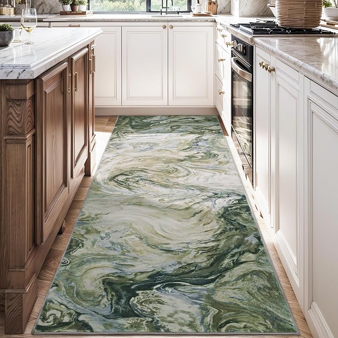 2x10 Runner Rug for Hallways Kitchen Modern Abstract Washable Rug Soft Non Slip Carpet for Laundry Entryway Bedroom Bathroom