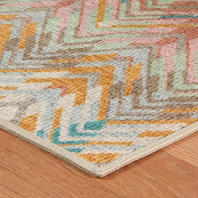 Dash & Albert Seneca Stone Machine Washable Rug, Runner-2.5 X 8 Feet, Multi Graphic Pattern