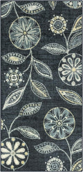 Maples Rugs Reggie Floral Runner Rug - Made in USA - Washable, Non Slip Indoor Carpet for Kitchen, Hallway, and Laundry Room, 2'6" x 5', Persian Blue