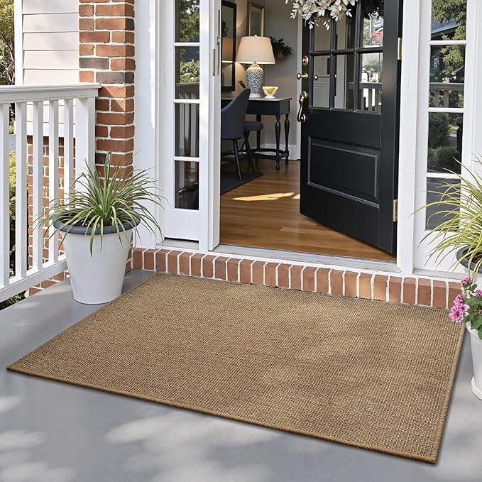 LUMI Handwoven Sisal Door Mat, Non-Slip Durable Entryway Mat, Welcome Front Doormat, Solid Floor Mats for Entrance, 36"x60", Brown Sisal