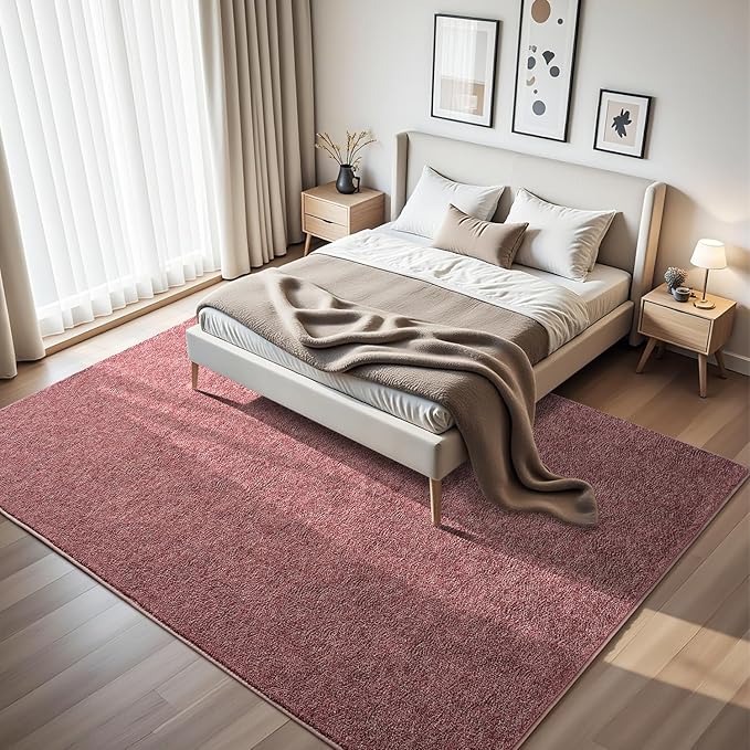 HQAYW 7x10 Large Area Rugs for Living Room Bedroom, Modern Thickened Memory Foam Soft Rug, Low Pile Minimalist Washable Non Slip Carpets for Kids Girls Boys Nursery Dorm Home Decor, Dark Red