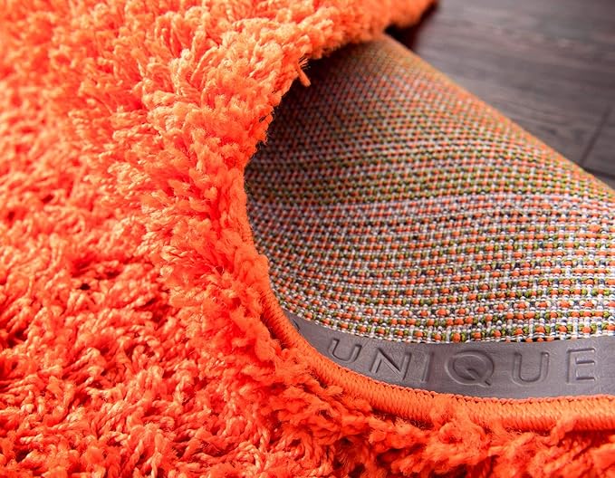 Unique Loom Solid Shag Collection Area Rug (5' 3" x 8' Rectangle, Tiger Orange)