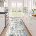 Runner Rug Non Slip Rugs: 3x10 Hallway Kitchen Washable Abstract Soft Modern Stain Resistant Indoor Floor Neutral Accent Throw Carpet for Bathroom Laundry Room Entryway Bedroom- Blue