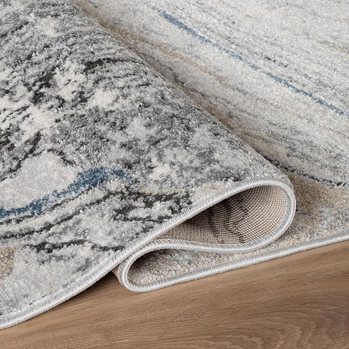 Rugshop Marble Swirl Distressed Gray Area Rug Modern Indoor Rug for Living Room, Bedroom, or Dining 2' 3" x 6' Runner Ideal for Hallway, Kitchen, Entryway, or Behind The Sofa