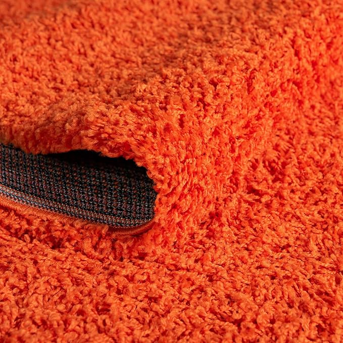 Unique Loom Solid Shag Collection Area Rug (5' 1" x 8' Oval, Tiger Orange)