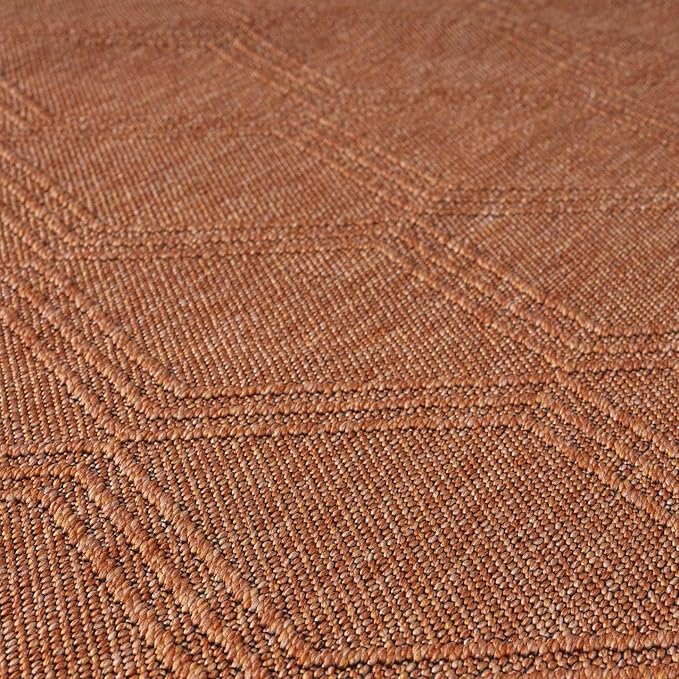 LUXE WEAVERS Modern Farmhouse Orange 8x10 Washable Area Rug, Anti-Slip Diamond Pattern Carpet