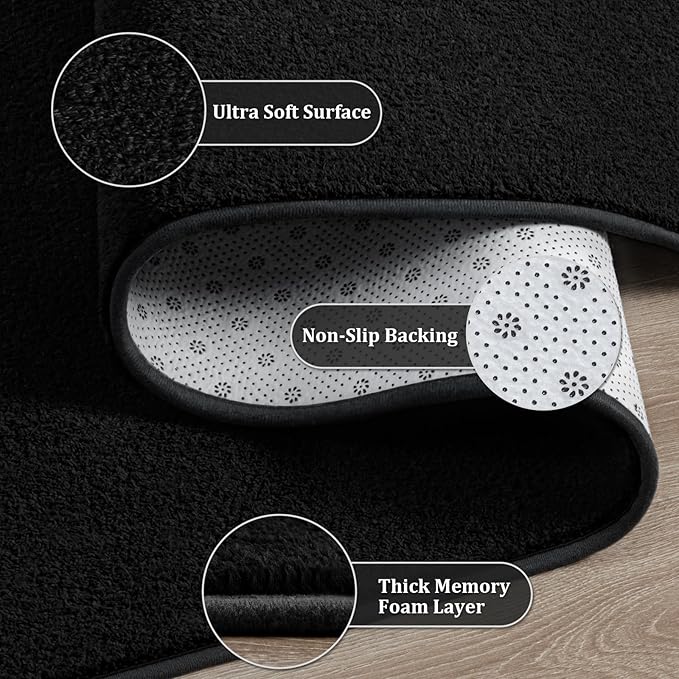 Large Modern Area Rugs for Living Room Bedroom, 7x10 Feet Black Ultra Soft Solid Thickened Memory Foam Indoor Minimalist Carpets, Non-Slip Comfy Rugs for Boys Girls Nursery Kids Room Home Décor