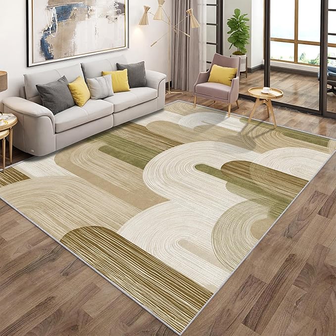 Abstract Geometry Rugs for Home Decor, 4x6 ft, Minimalist Geo Arched Area Rugs for Living Room, Soft Non Slip Washable Mid Century Modern Carpet Bedroom Decorations Dt-Ghf-19