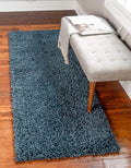 Unique Loom Davos Shag Collection Area Rug - Solid (2' 7" x 10' Runner, Marine Blue)